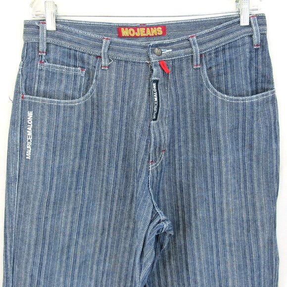 Maurice Malone MO JEANS Textured Denim Hip Hop 90's Blue Jeans RN94517 Size 34 - Picture 2 of 13